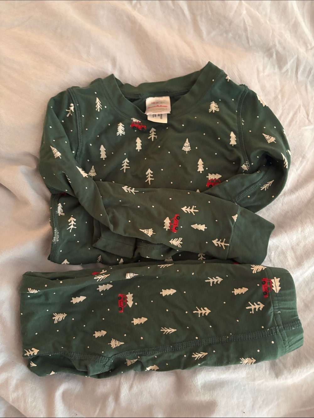 Hanna Andersson Kids Green Holiday Tree PJ Set with Red Truck